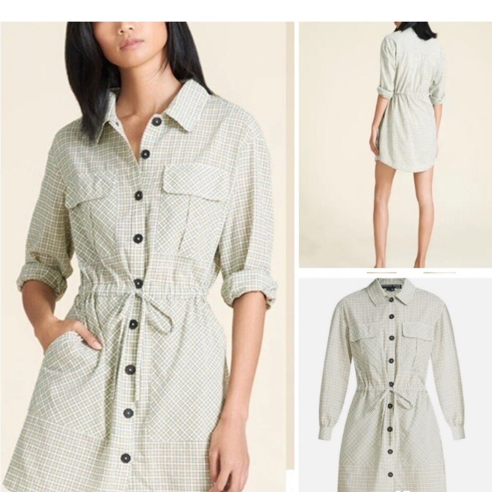 Veronica Beard Green Plaid Alyse Shirt‎ Dress Size S